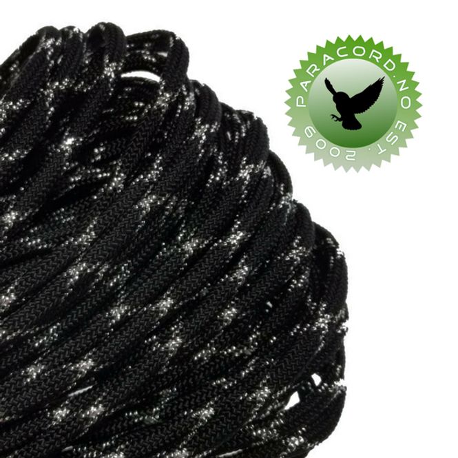 Hovedbilde Metallisk Glitter - Sort m/3x/blanke metalltråder 550 Paracord
